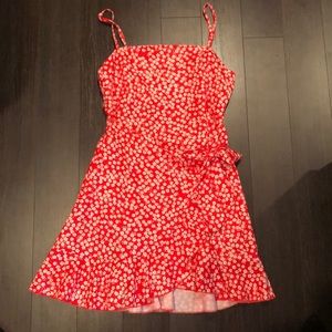 Rumor Red Floral Wrap Dress, NWOT